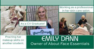 Collage of photos of CVNJ Skin Care alum, Emily
