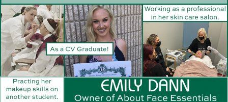 Collage of photos of CVNJ Skin Care alum, Emily