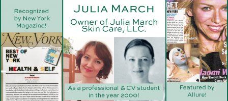 CV Esthetics alum, Julia, as a student, professional and her features in NY Magazine and Allure