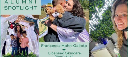 NJ skin care graduate, Francesca at her graduation and in her studio