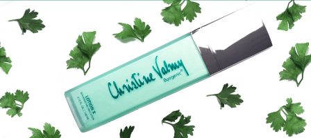 Christine Valmy All-Natural Lotion X Blackhead Softening Serum surrounded by ingredient, parsley